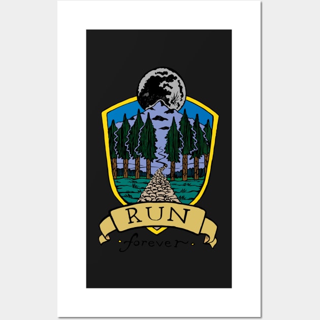 Run Forever Moon Emblem - Colour Version Wall Art by bangart